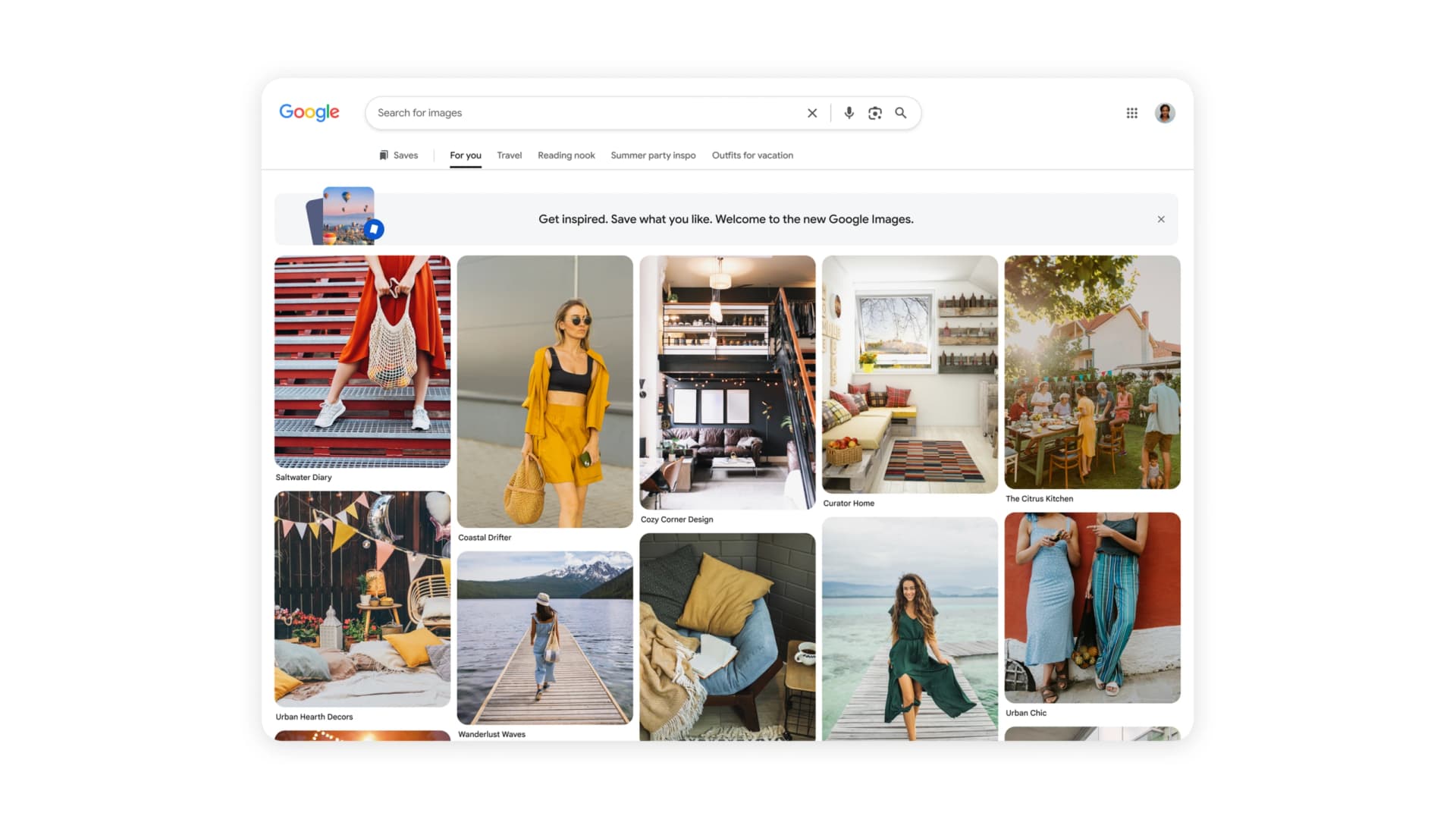 Google reformula o Google Images com galeria estilo Pinterest e geração de imagens por IA