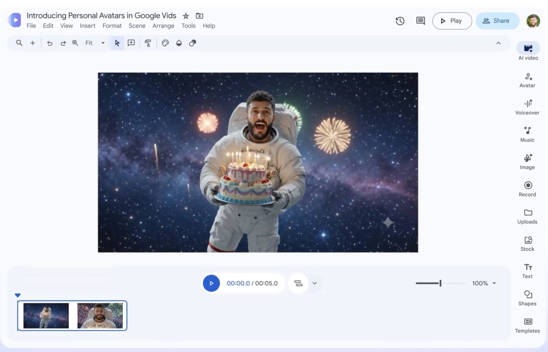 Google Vids agora permite criar avatar digital com sua aparência e voz para vídeos profissionais
