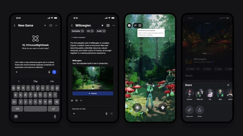 Roblox lança criação de jogos com IA no aplicativo mobile