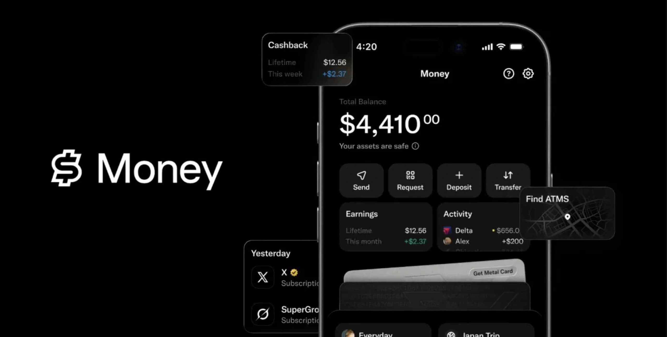 X Money chega aos EUA com cartão Visa, transferências sem taxa e 6% de rendimento