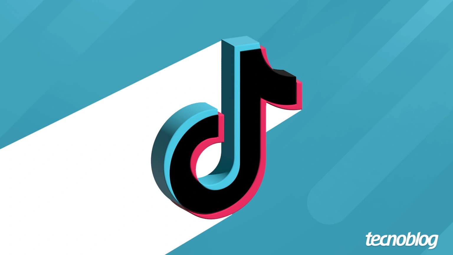 Ilustração 3D do logotipo do TikTok em fundo azul claro