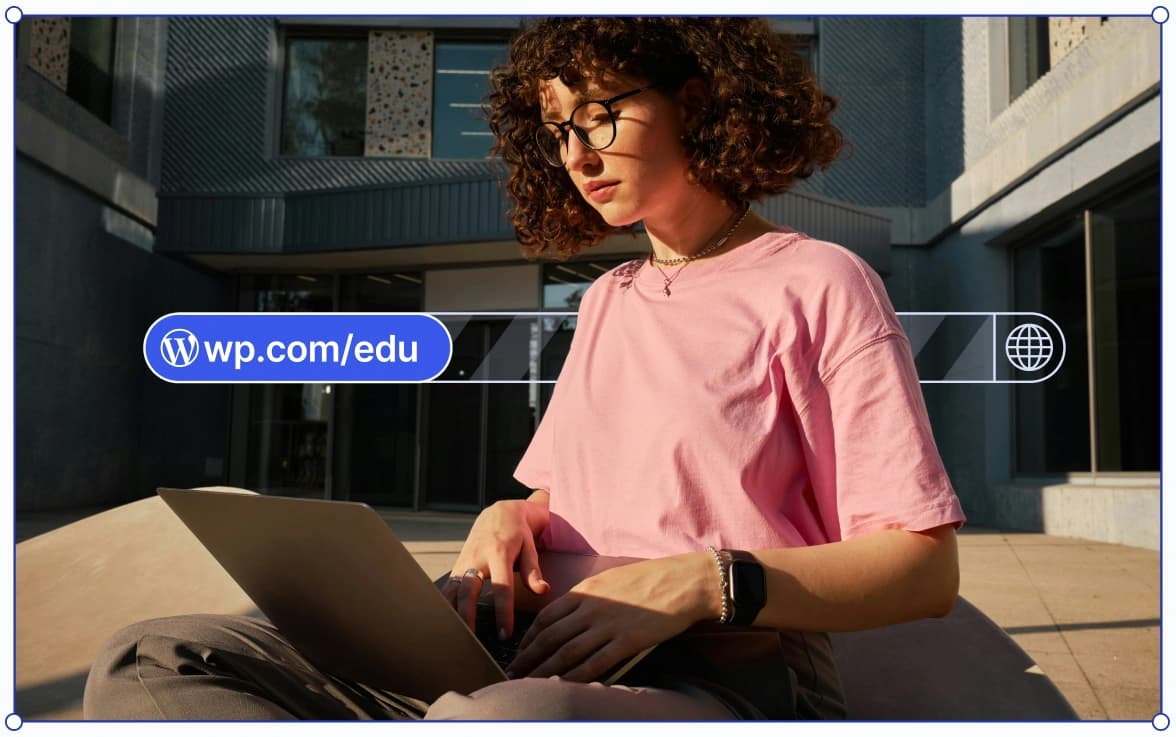 Interface do WordPress.com Education para estudantes