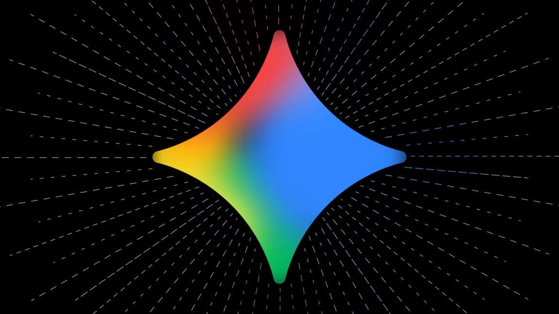 Ilustração do Gemini, modelo de inteligência artificial do Google, em fundo escuro