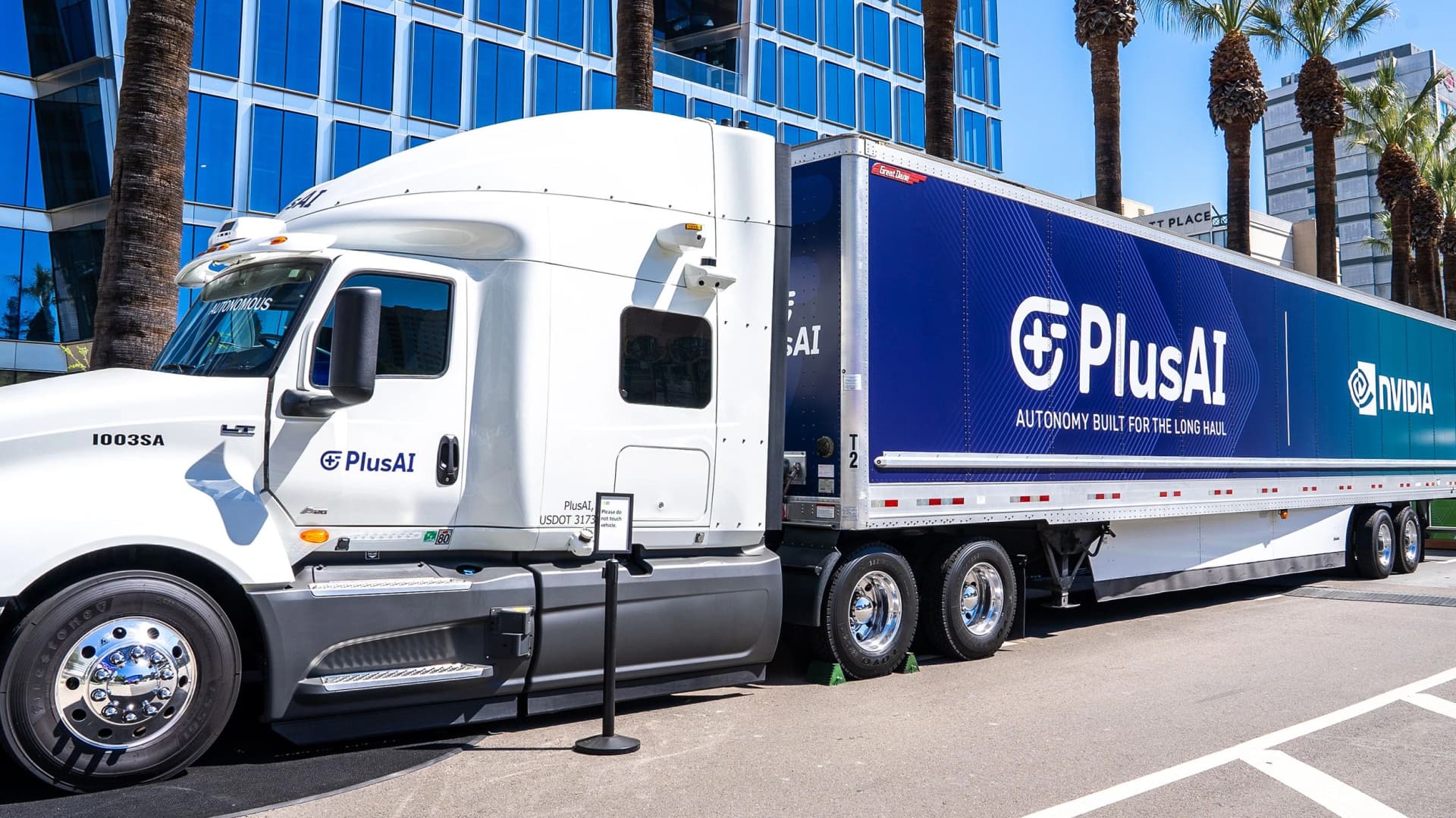 Carreta usada pela PlusAI em testes de caminhões com tecnologia autônoma