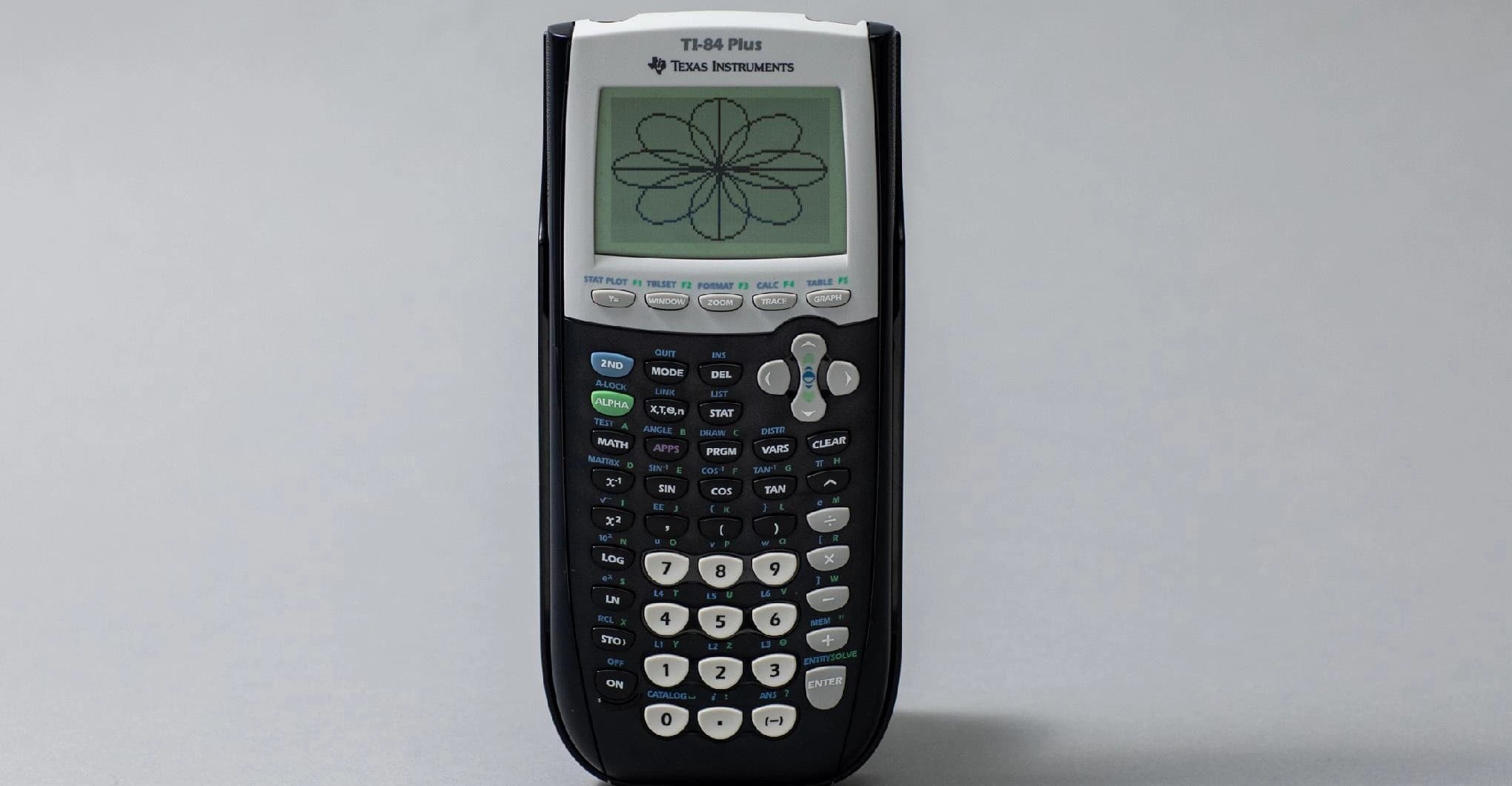 Calculadora gráfica Texas Instruments sobre uma mesa