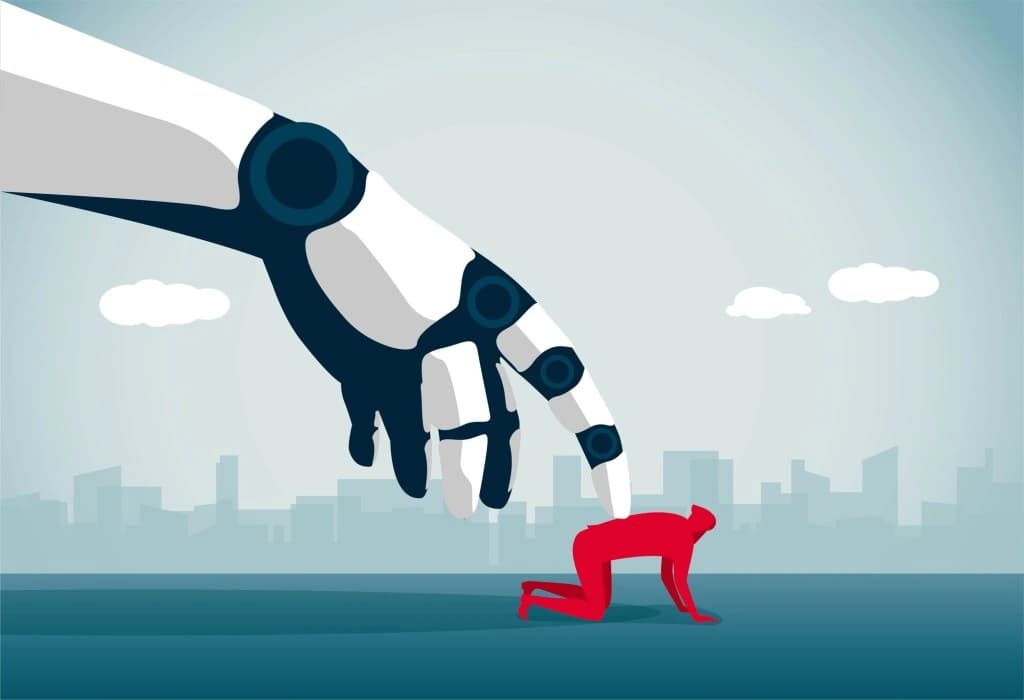 Ilustração representando rede de inteligência artificial com conexões digitais