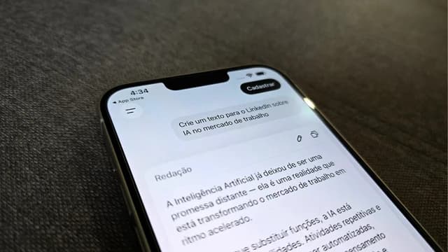 Interface de aplicativo de IA com indicador de uso de créditos e tokens