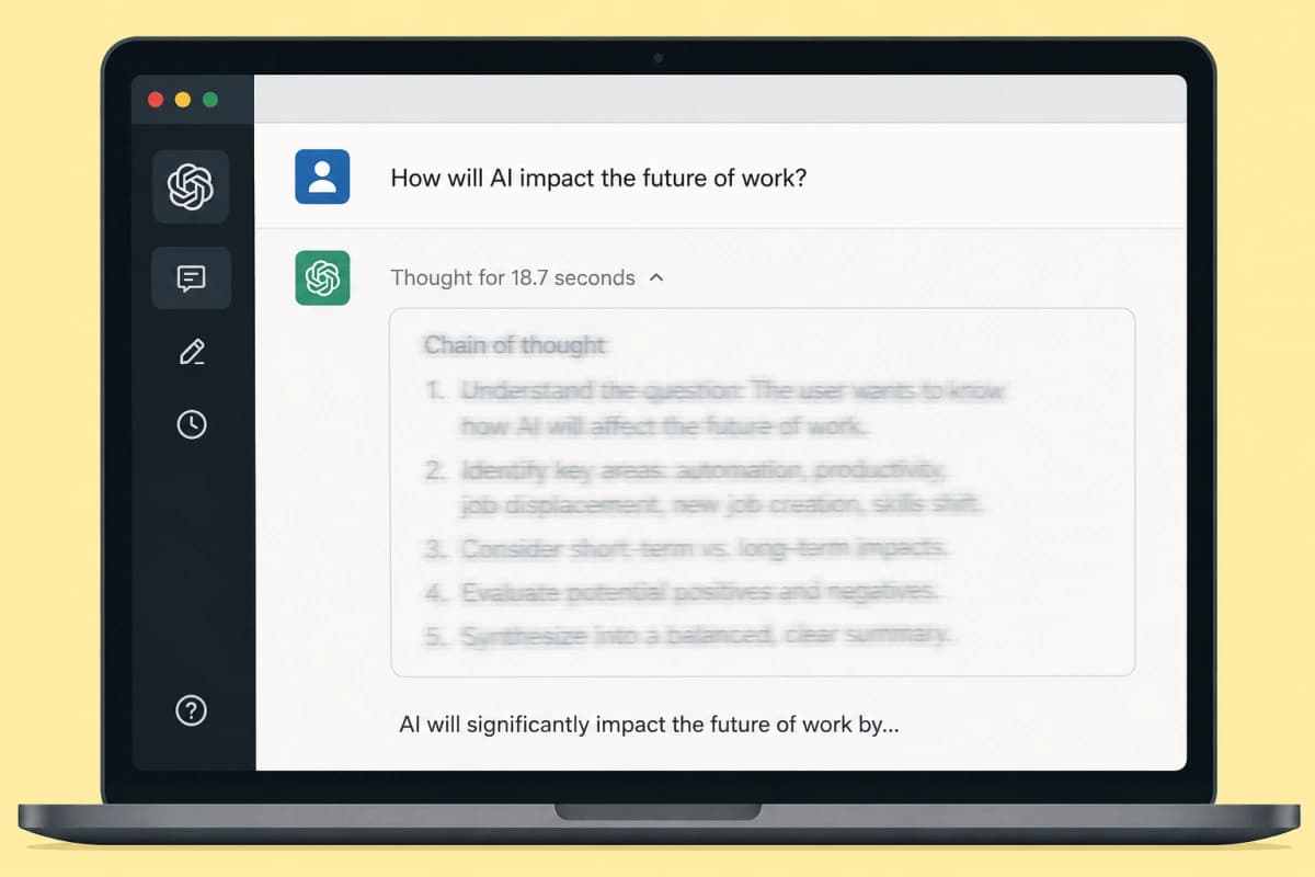 Imagem conceitual de uma interface de inteligência artificial e seus termos técnicos.