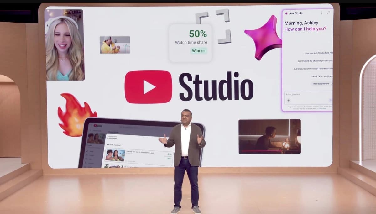Tela do YouTube Studio com ferramentas de inteligência artificial para criadores