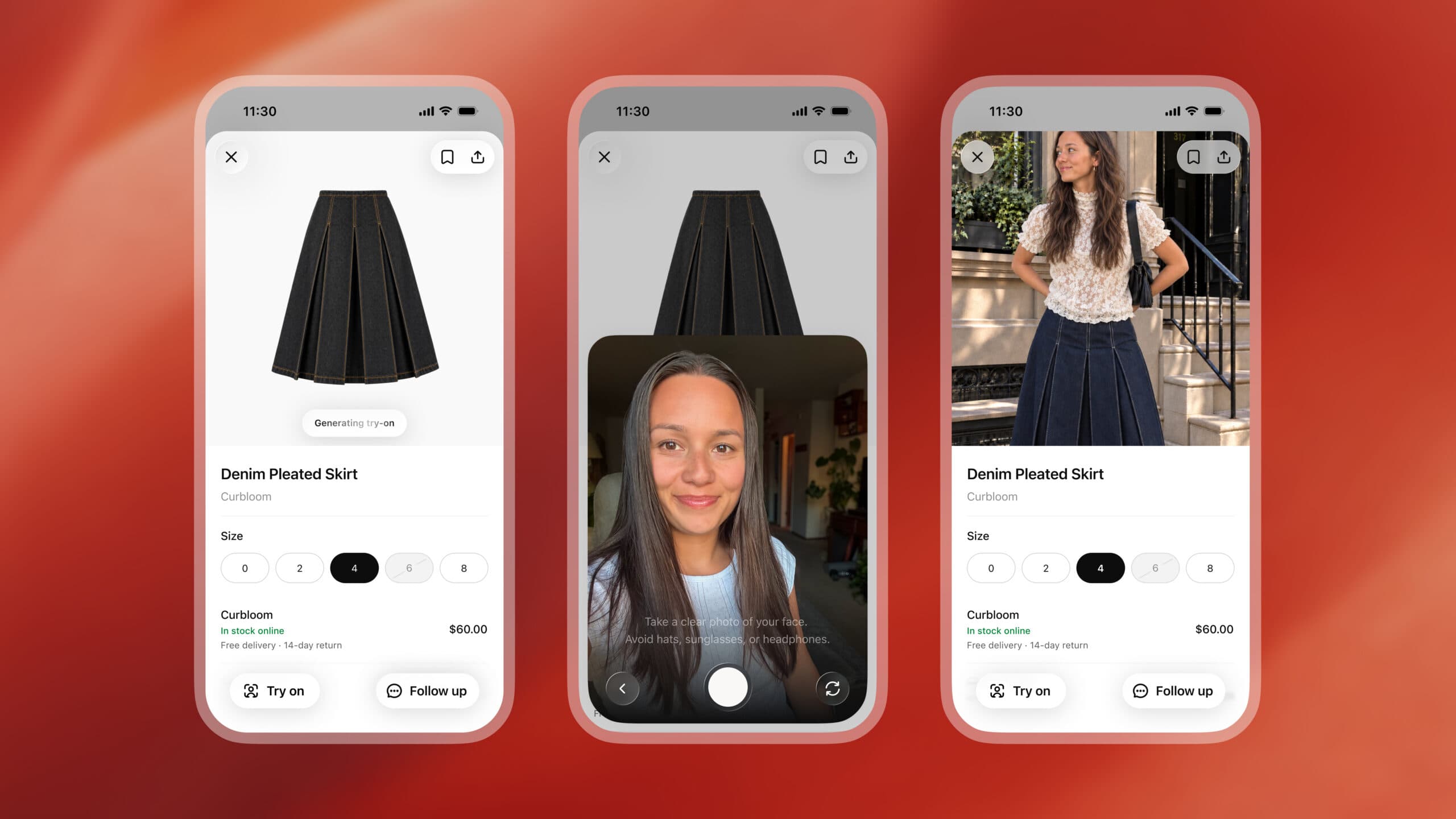Tela de provador virtual do ChatGPT exibindo uma pessoa com uma peça de roupa gerada por inteligência artificial