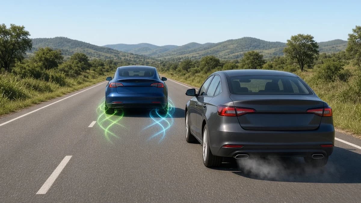 Ilustração de um carro elétrico usando frenagem regenerativa