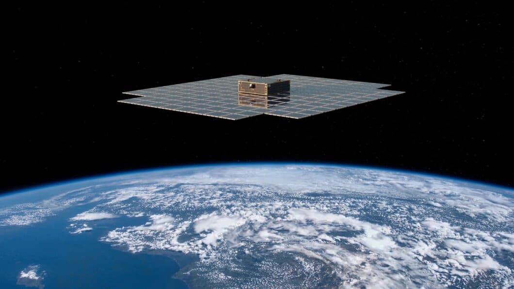 Satélite da AST SpaceMobile representando conexão direta entre a rede móvel e o celular