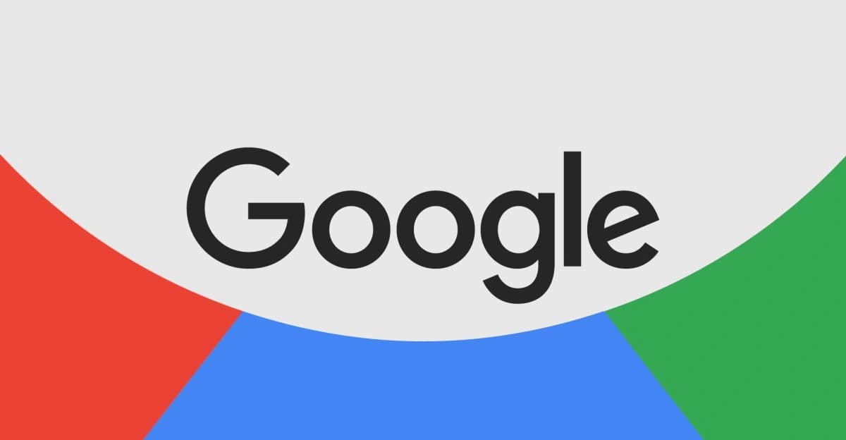 Logotipo do Google sobre formas coloridas em uma composição gráfica
