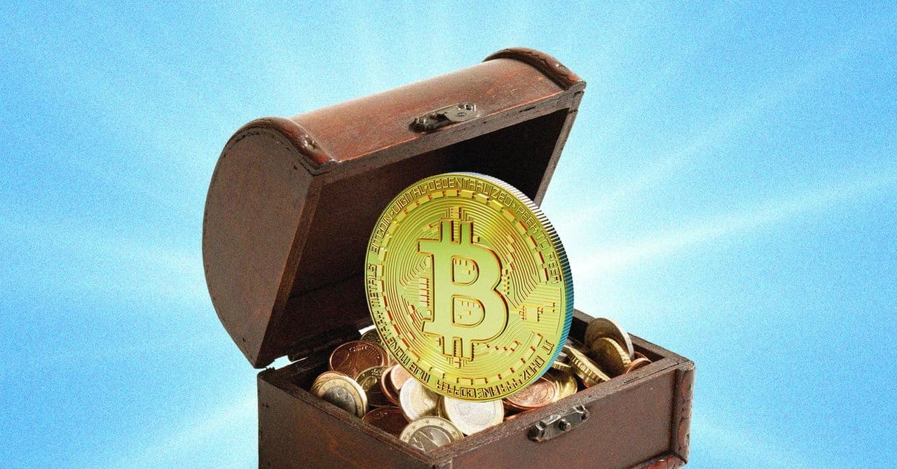 Ilustração de Bitcoin sobre uma moeda digital