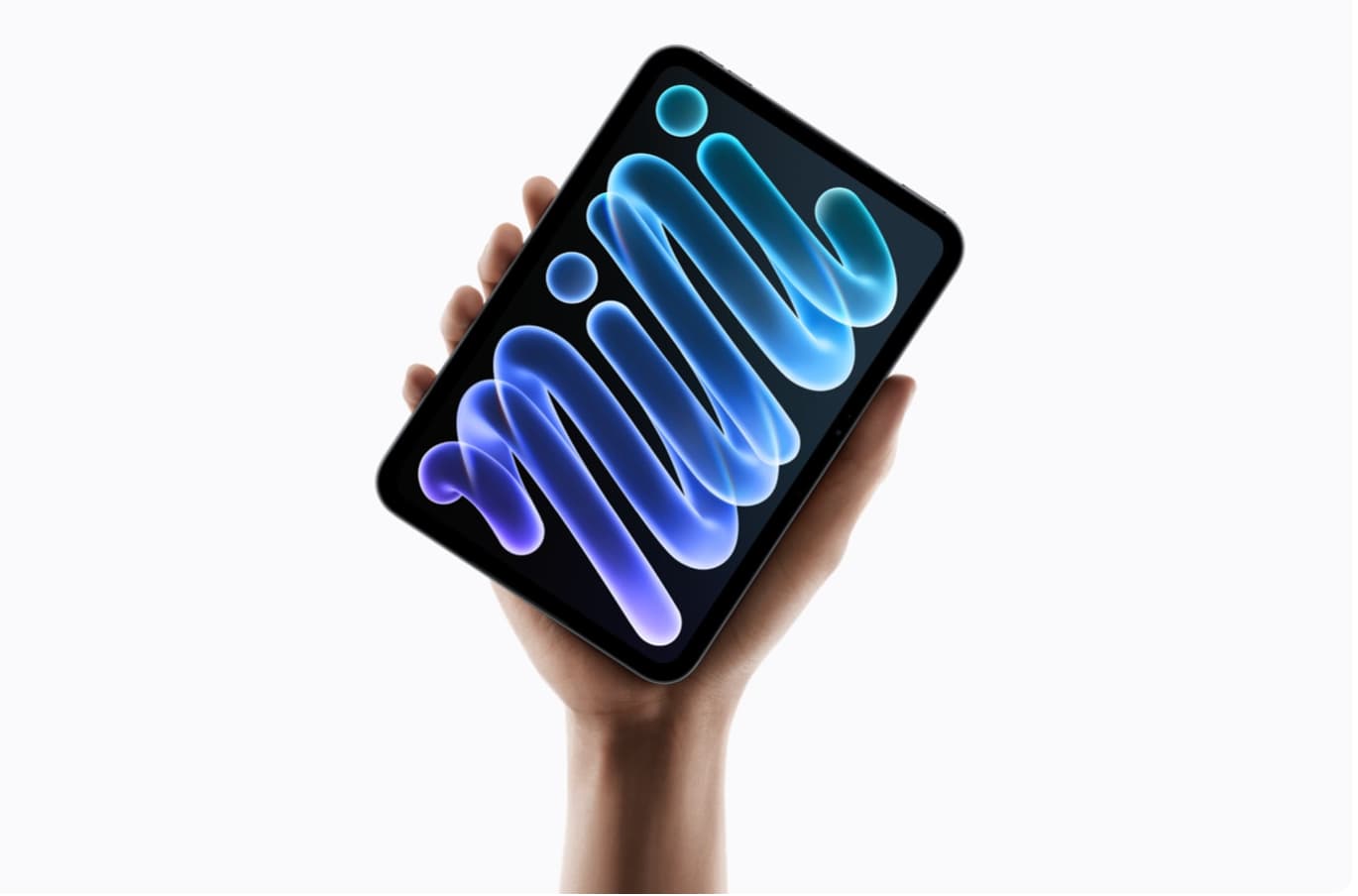 Novo iPad mini da Apple exibido em uma imagem de apresentação, com tela OLED