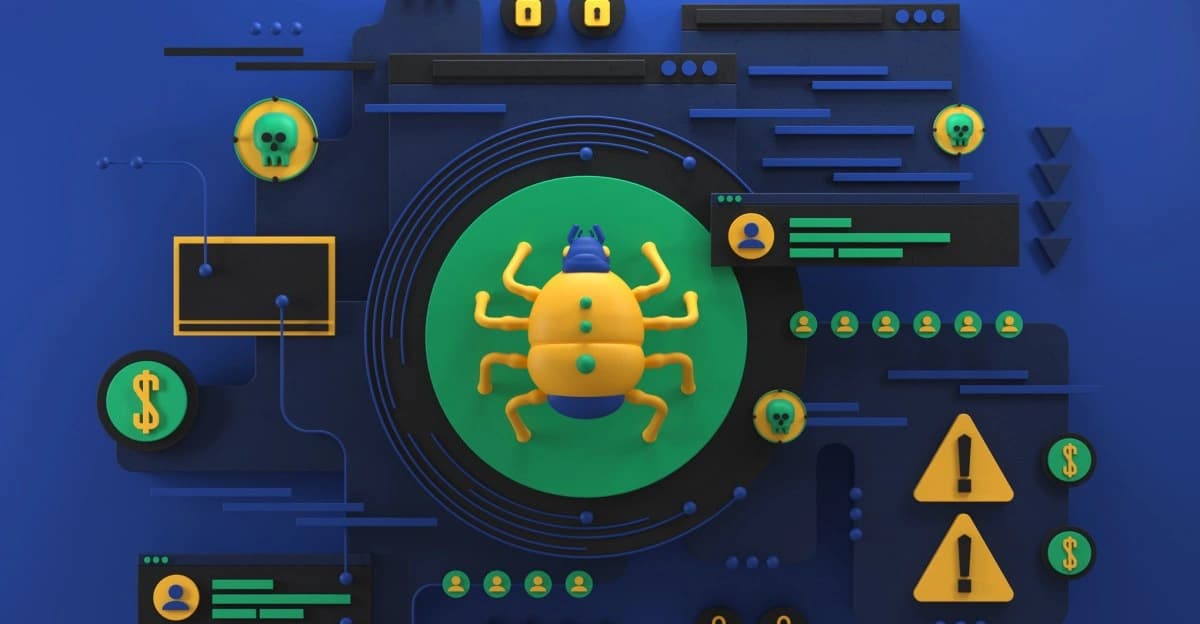 Ilustração de vírus digital representando uma vulnerabilidade crítica no PHP