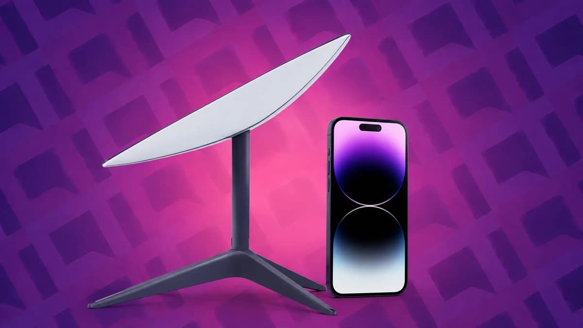 Ilustração da Starlink transmitindo sinal para um celular