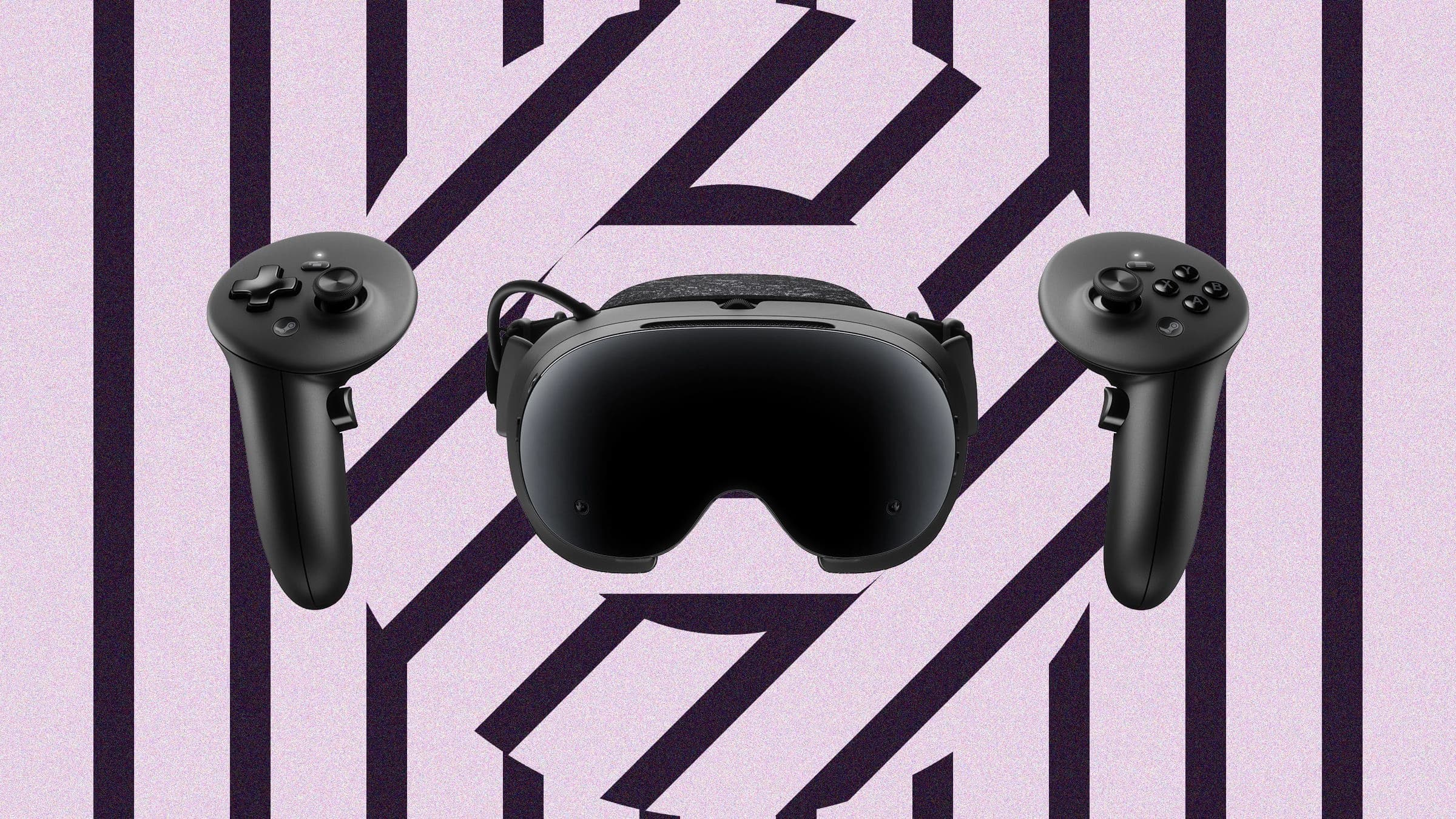 Ilustração do headset Valve Steam Frame para jogos de realidade virtual