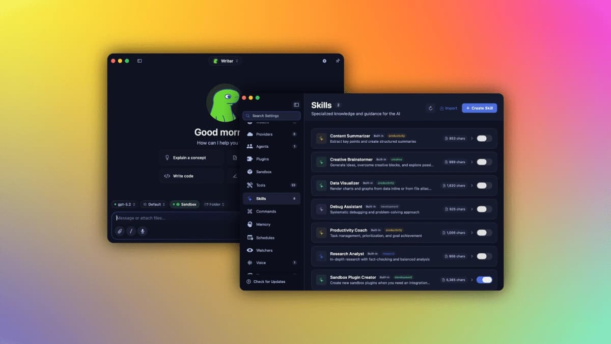 Interface do Osaurus exibida em um Mac