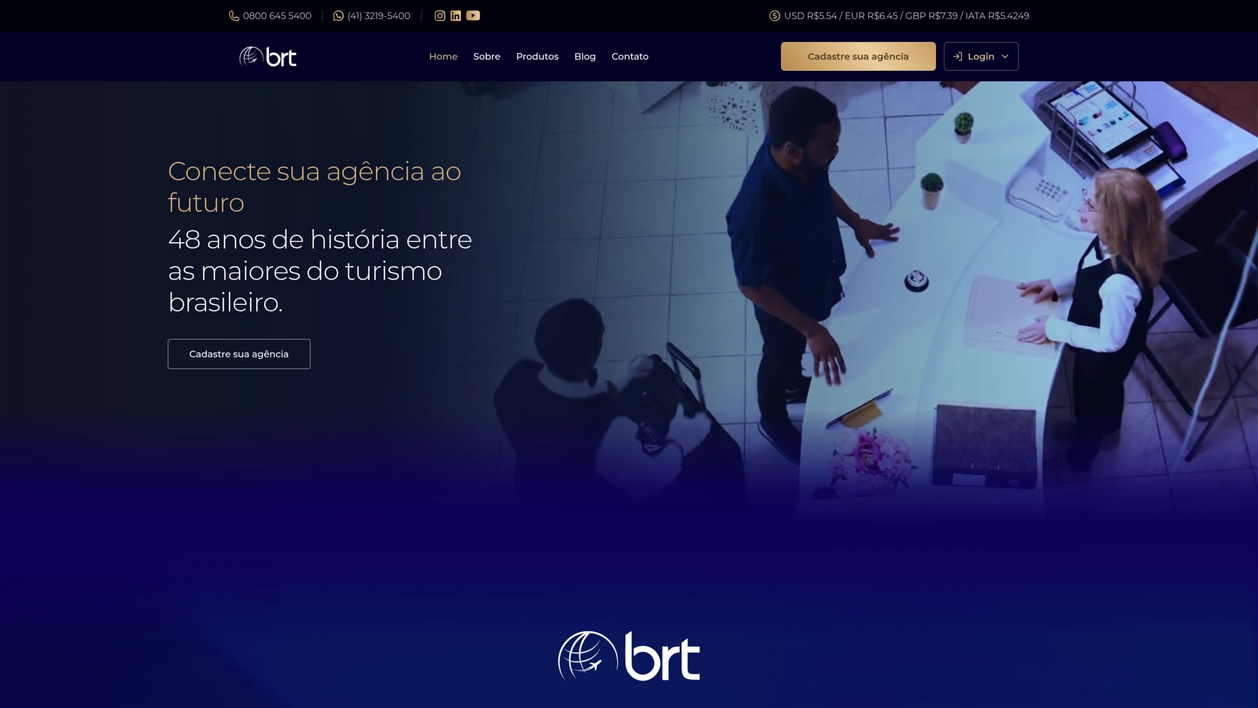 Home do site do Grupo BRT