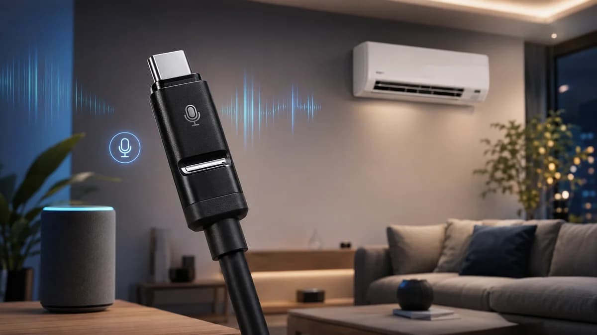 Cabo USB-C com IA e microfone embutido promete controlar qualquer ar-condicionado por voz