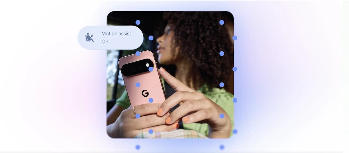 Ilustração do Motion Assist do Android com elementos visuais nas bordas da tela