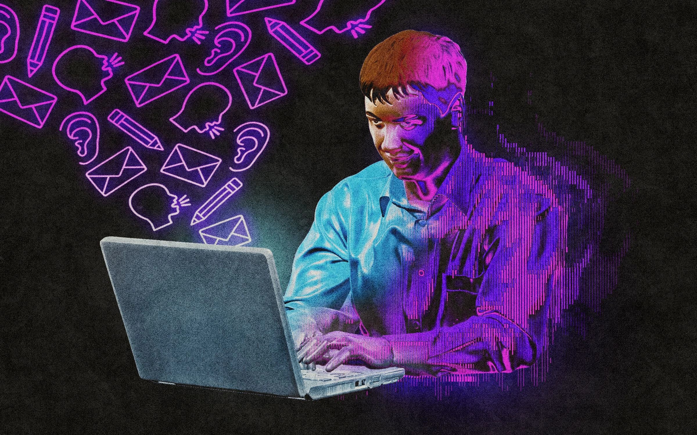 Ilustração de agentes de IA tentando atuar como jornalistas