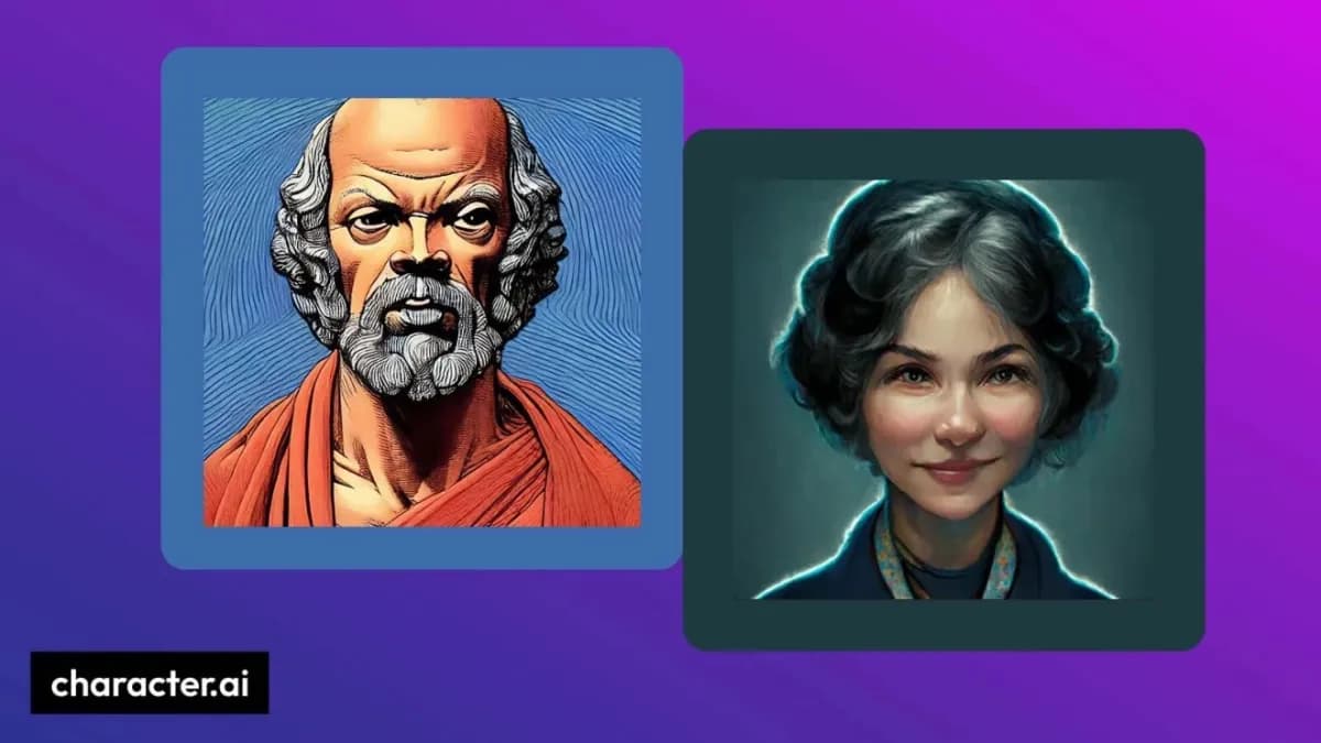 Aplicativo Character.AI aberto em um dispositivo com assistente virtual
