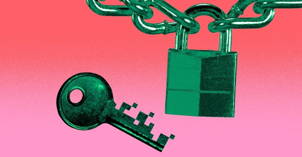 Ilustração de uma chave pixelada ao lado de um cadeado, representando privacidade em agentes de inteligência artificial