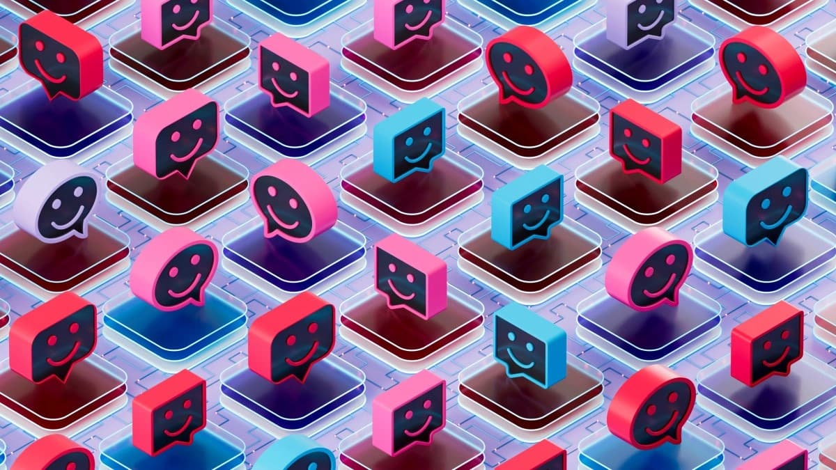 Ilustração de assistentes de inteligência artificial em uma interface digital