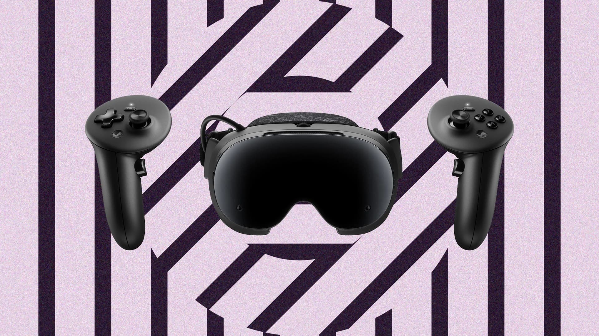 Ilustração do headset Valve Steam Frame para jogos de realidade virtual